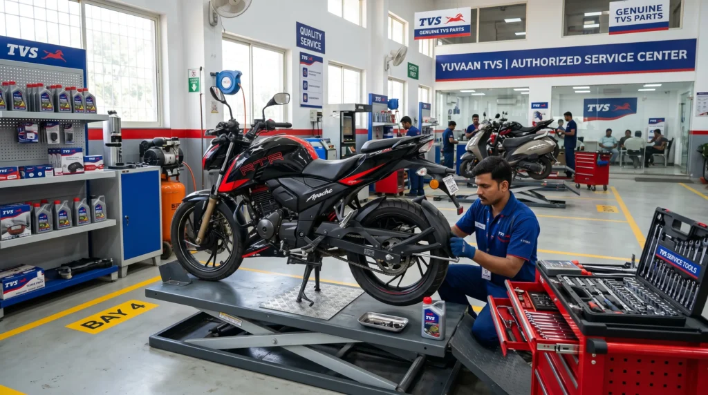 Yuvaan TVS Service Centre – Expert Technicians at Work